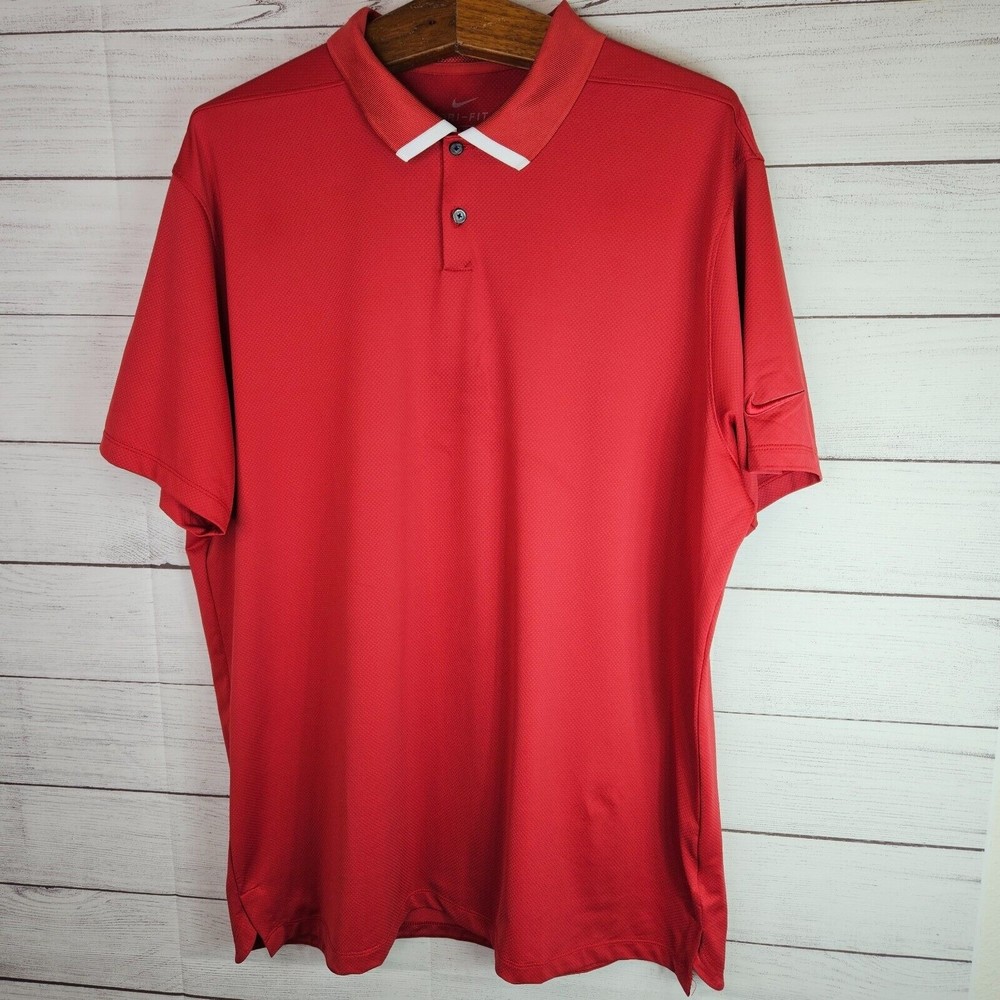 Nike Dri Fit Golf Polo Shirt Red Men's Size XL